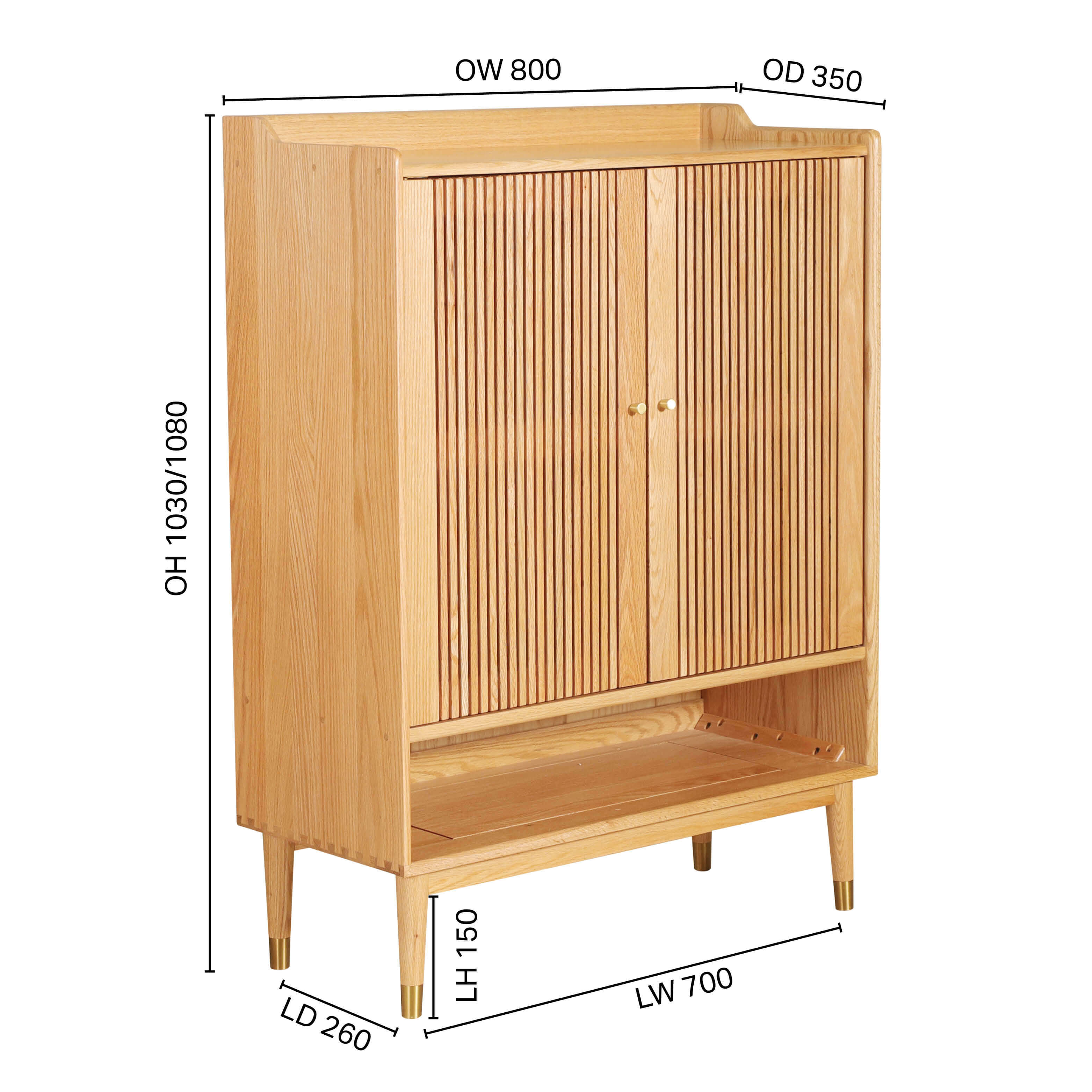 Cole Shoe Cabinet / Console Table - W800 - Walnut Wood